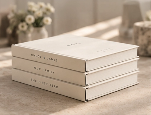 Stack of personalised MORE hardback books